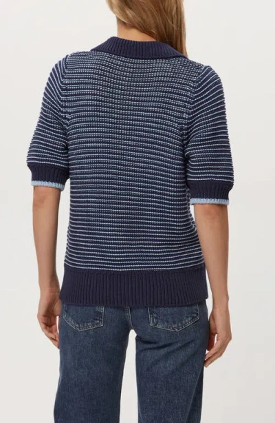 Michael Stars Marley Puff Sleeve Cotton Blend Sweater In Blue