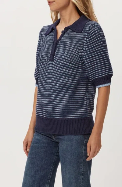 Michael Stars Marley Puff Sleeve Cotton Blend Sweater In Blue