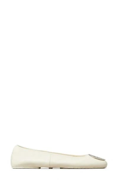 Tory Burch Leather Ballet Flats With Toe Embellishment In Multi