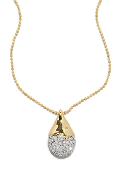 Alexis Bittar 14ct Gold-plated Solanales Crystal Pave Teardrop Pendant Necklace In Gold