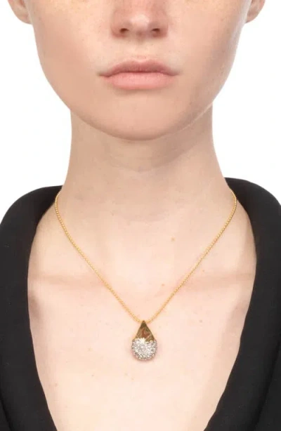 Alexis Bittar 14ct Gold-plated Solanales Crystal Pave Teardrop Pendant Necklace In Gold