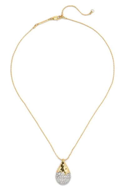 Alexis Bittar 14ct Gold-plated Solanales Crystal Pave Teardrop Pendant Necklace In Gold