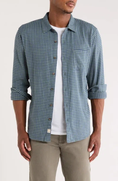 Marine Layer Classic Gingham Stretch Cotton Button-up Shirt In Blue