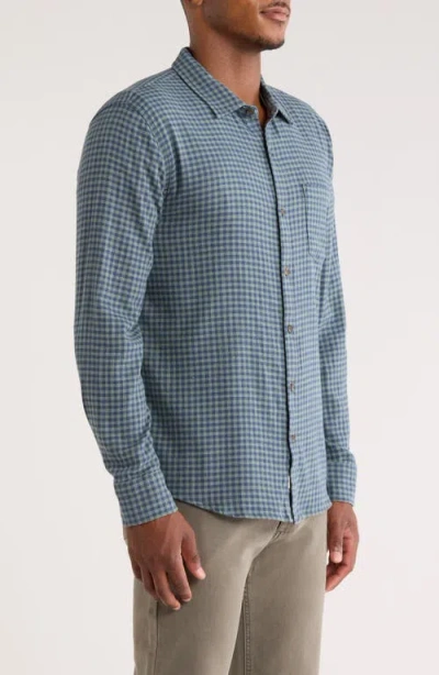 Marine Layer Classic Gingham Stretch Cotton Button-up Shirt In Blue
