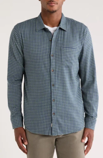 Marine Layer Classic Gingham Stretch Cotton Button-up Shirt In Blue