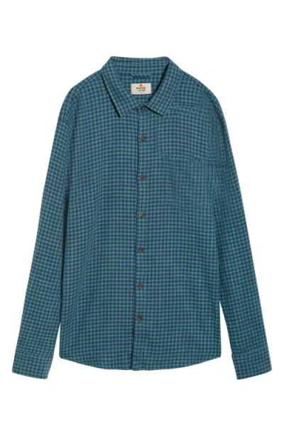 Marine Layer Classic Gingham Stretch Cotton Button-up Shirt In Blue