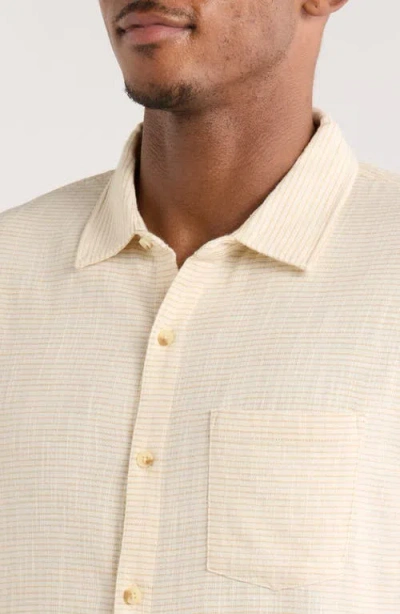 Marine Layer Classic Stripe Stretch Cotton Button-up Shirt In Neutral