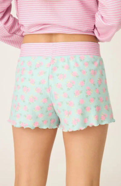 Pj Salvage Secret Garden Lounge Pj Short In Mint In Green