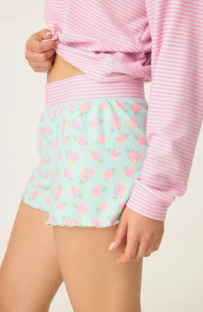 Pj Salvage Secret Garden Lounge Pj Short In Mint In Green