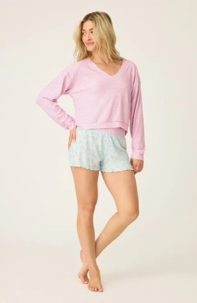 Pj Salvage Secret Garden Lounge Pj Short In Mint In Green