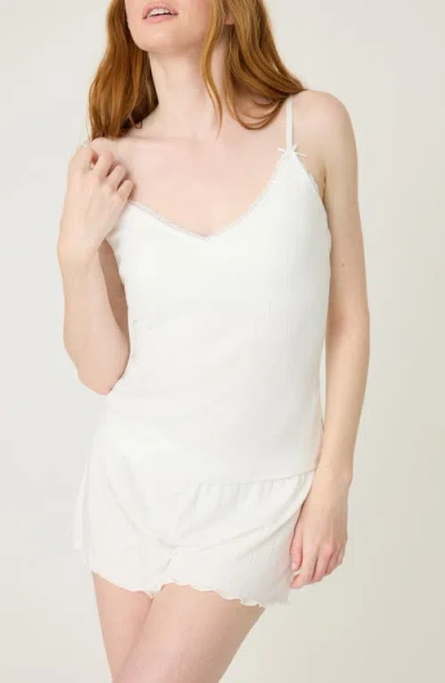 Pj Salvage Pointelle Lace Trim Poiintelle Camisole In White