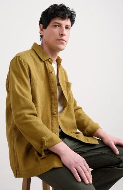 Seasalt Cornwall Rigging Geo Jacquard Organic Cotton Button-up Overshirt In Brown