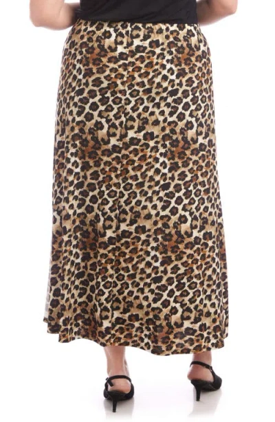 Karen Kane Plus Printed Side Slit Midi Skirt In Brown