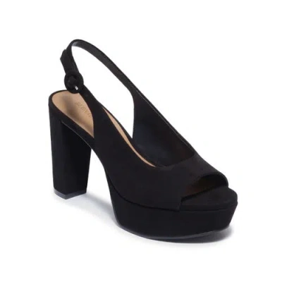Bernardo Vega Peep-toe Platform Slingback Heels In Black