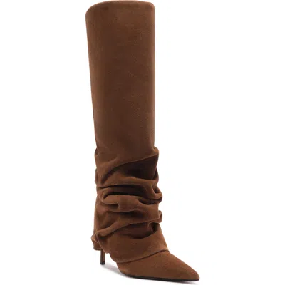 Schutz Mikki Up Cloak Pointed Toe Knee High Boot In Brown