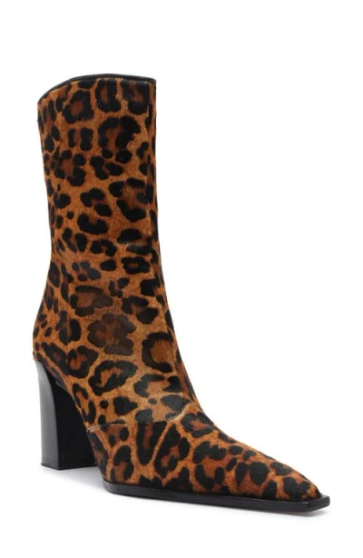 Schutz Raffaela Pointed Toe Bootie In Animal Print
