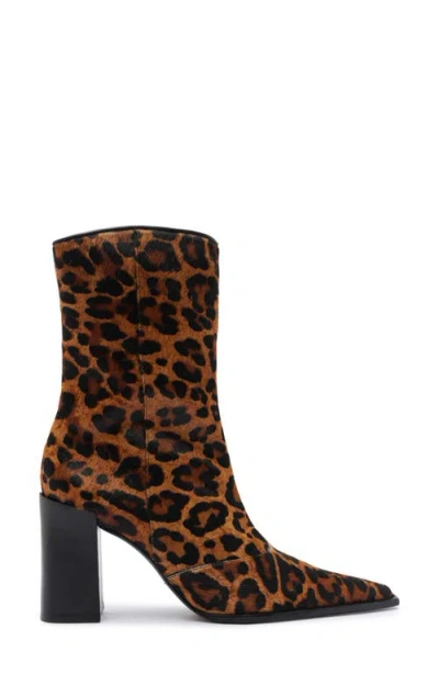 Schutz Raffaela Pointed Toe Bootie In Animal Print