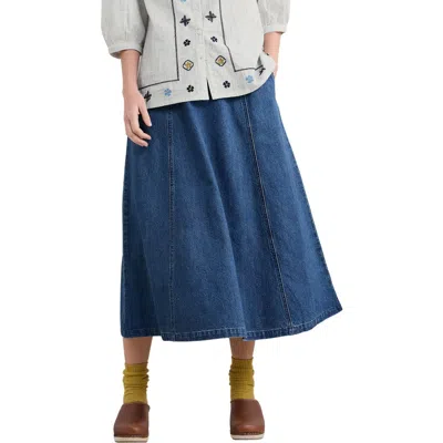 Seasalt Cornwall Restharrow Cotton & Linen A-line Denim Skirt In Blue