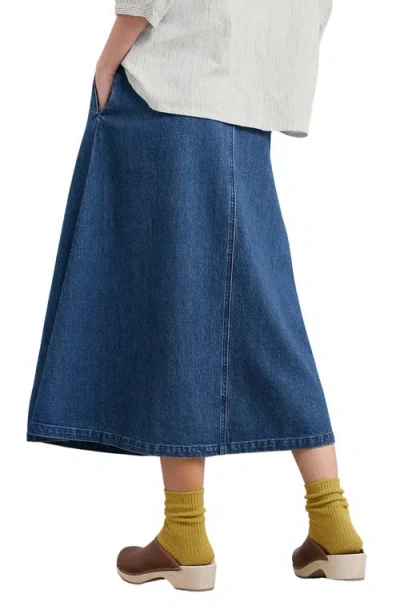 Seasalt Cornwall Restharrow Cotton & Linen A-line Denim Skirt In Blue