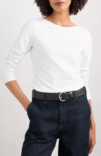 Seasalt Cornwall Easel Long Sleeve Stretch Organic Cotton Top In White