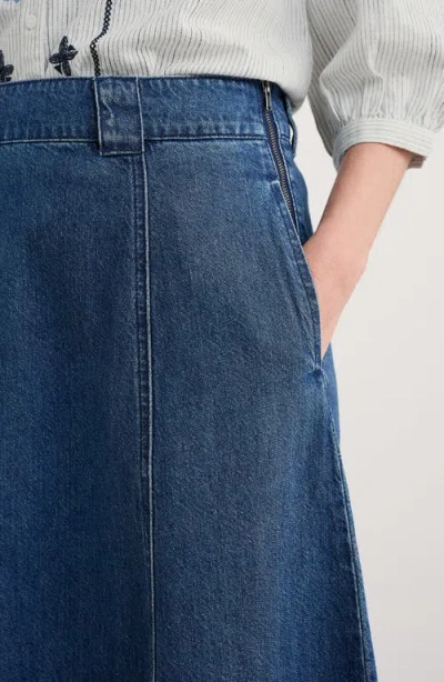 Seasalt Cornwall Restharrow Cotton & Linen A-line Denim Skirt In Blue