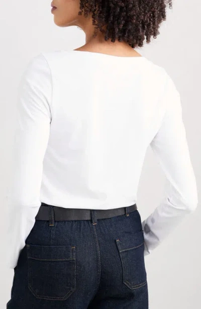 Seasalt Cornwall Easel Long Sleeve Stretch Organic Cotton Top In White