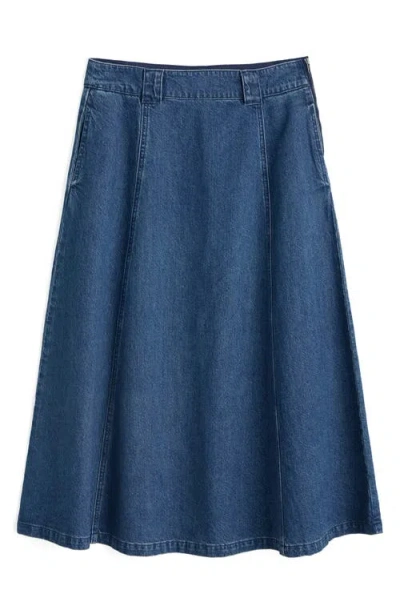 Seasalt Cornwall Restharrow Cotton & Linen A-line Denim Skirt In Blue