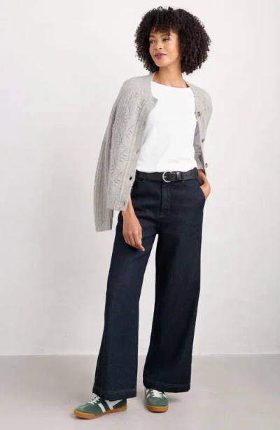 Seasalt Cornwall Easel Long Sleeve Stretch Organic Cotton Top In White