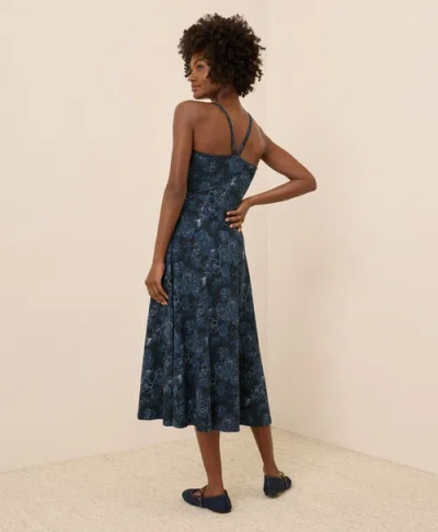 Pact Organic Cotton Fit & Flare Midi Dress In Blue