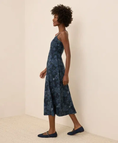 Pact Organic Cotton Fit & Flare Midi Dress In Blue