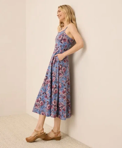 Pact Organic Cotton Fit & Flare Midi Dress In Blue