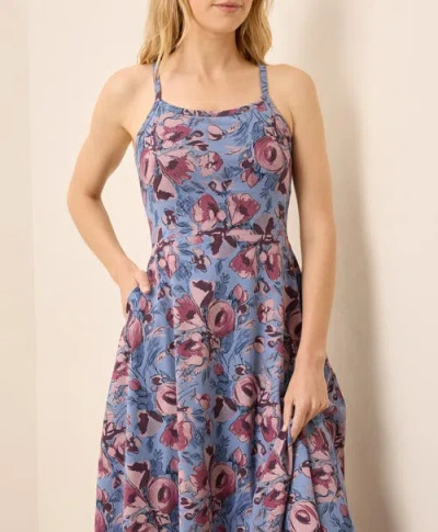 Pact Organic Cotton Fit & Flare Midi Dress In Blue