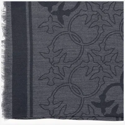 Pinko Viscose Blend Scarf With Love Birds Motif In Gray