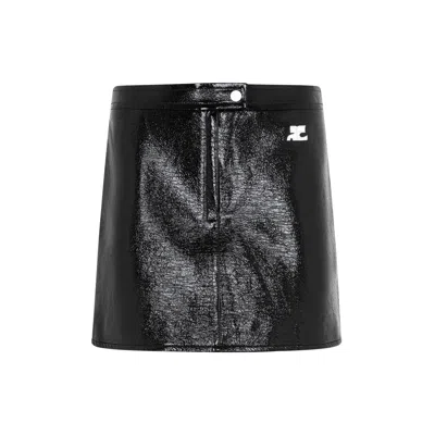 Courrèges Reedition Vinyl Mini Skirt In Black