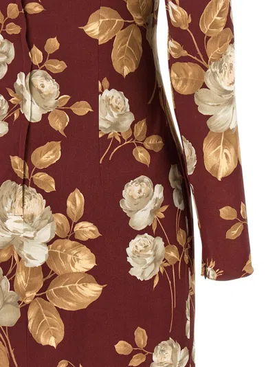 Dolce & Gabbana Dolce&gabbana Burgundy Satin Dress With Floral Print Women In Multi