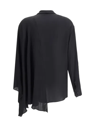 Balenciaga Black Georgette Scarf Blouse In Black