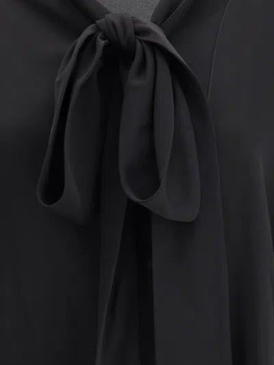 Balenciaga Black Georgette Scarf Blouse In Black