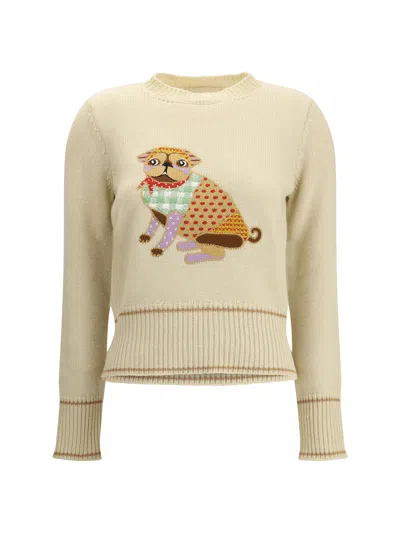 Valentino Le Chien De La Maison Embroidered Sweater In Neutral