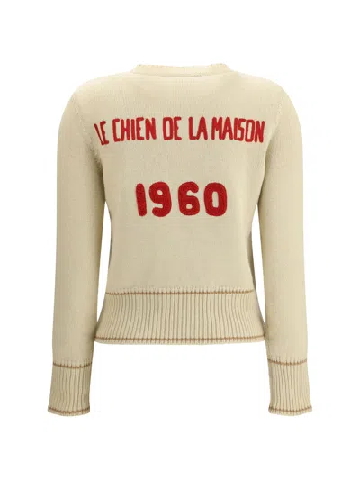 Valentino Le Chien De La Maison Embroidered Sweater In Neutral
