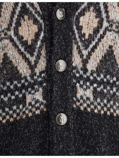 Brunello Cucinelli Wool Shawl Collar Cardigan In Black