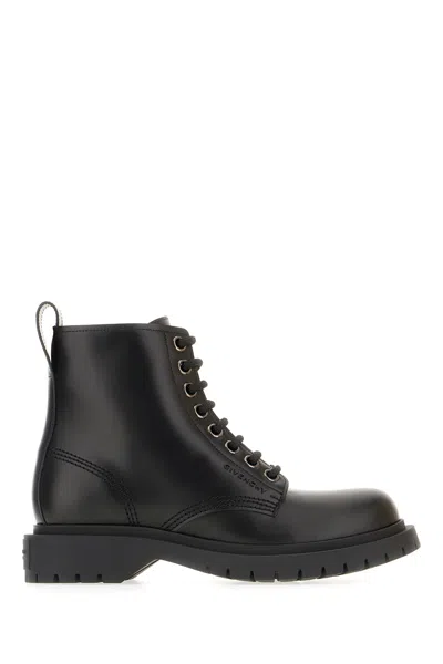 Givenchy Chunky Sole Round Toe Leather Ankle Boots In Black