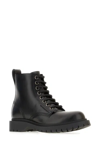 Givenchy Chunky Sole Round Toe Leather Ankle Boots In Black