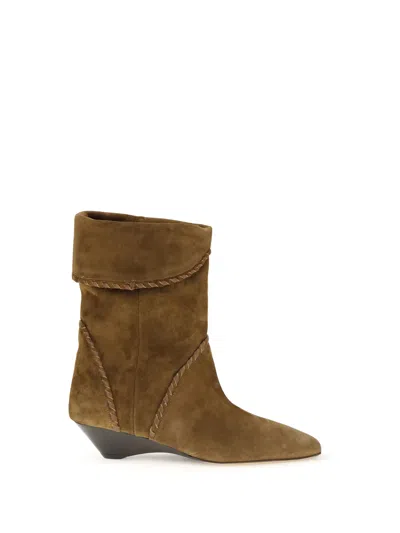 Isabel Marant Suede Wedge Heel Ankle Boots In Brown