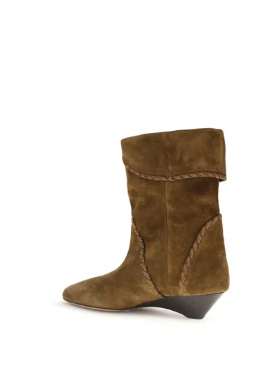 Isabel Marant Suede Wedge Heel Ankle Boots In Brown