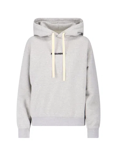 Jil Sander Grey Cotton Hoodie In Gray