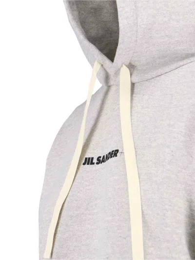 Jil Sander Grey Cotton Hoodie In Gray