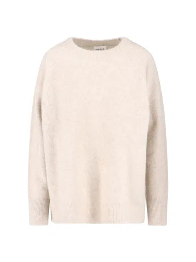 P.a.r.o.s.h Relaxed-fit White Knit Sweater With Ribbed Details In Neutral