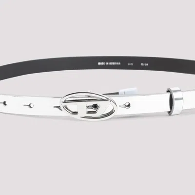 Diesel Adjustable Loop Belt Crafted Polyester Leather In White