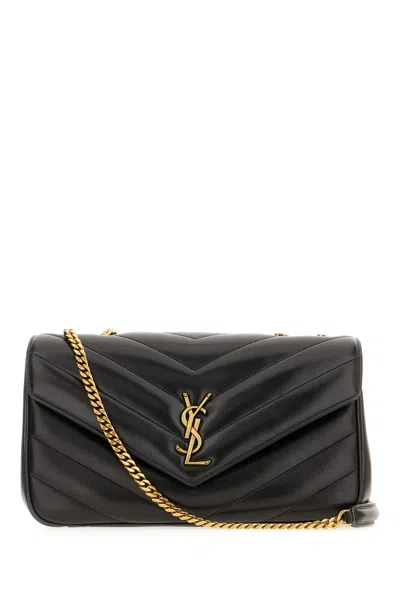 Saint Laurent Black Loulou Medium Shoulder Bag In Black