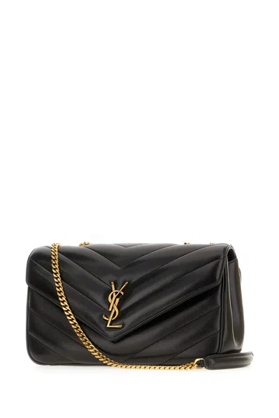 Saint Laurent Black Loulou Medium Shoulder Bag In Black